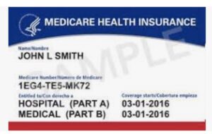 A medicare card is shown with the name of it.